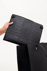 Resale The Large Work Tote in Black Croc